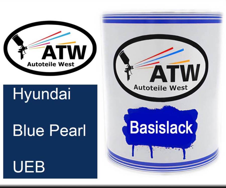 Hyundai, Blue Pearl, UEB: 1L Lackdose, von ATW Autoteile West.